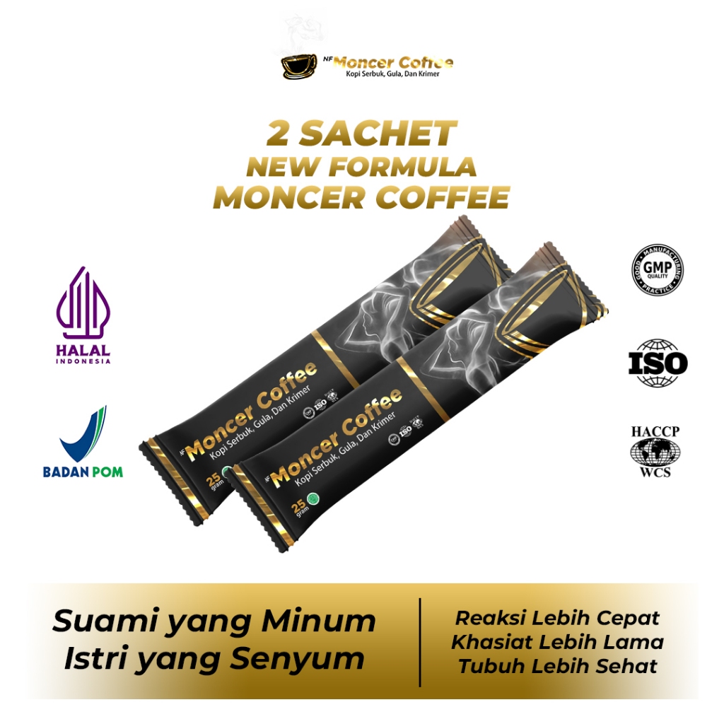 

NFMoncerCoffee Sudah Halal & BPOM Kopi Minuman Pria Ekstrak Gingseng 1 Box isi 8 Sachet