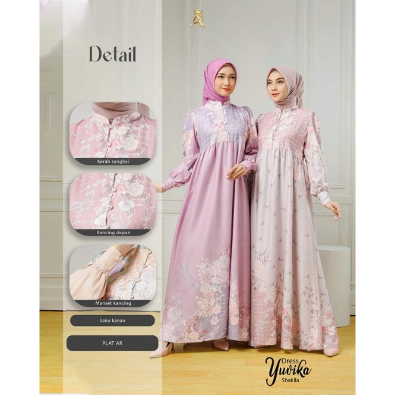 Yuvika Dress by Arrafi ORI Gamis Elegan Motif Bunga Terbaru