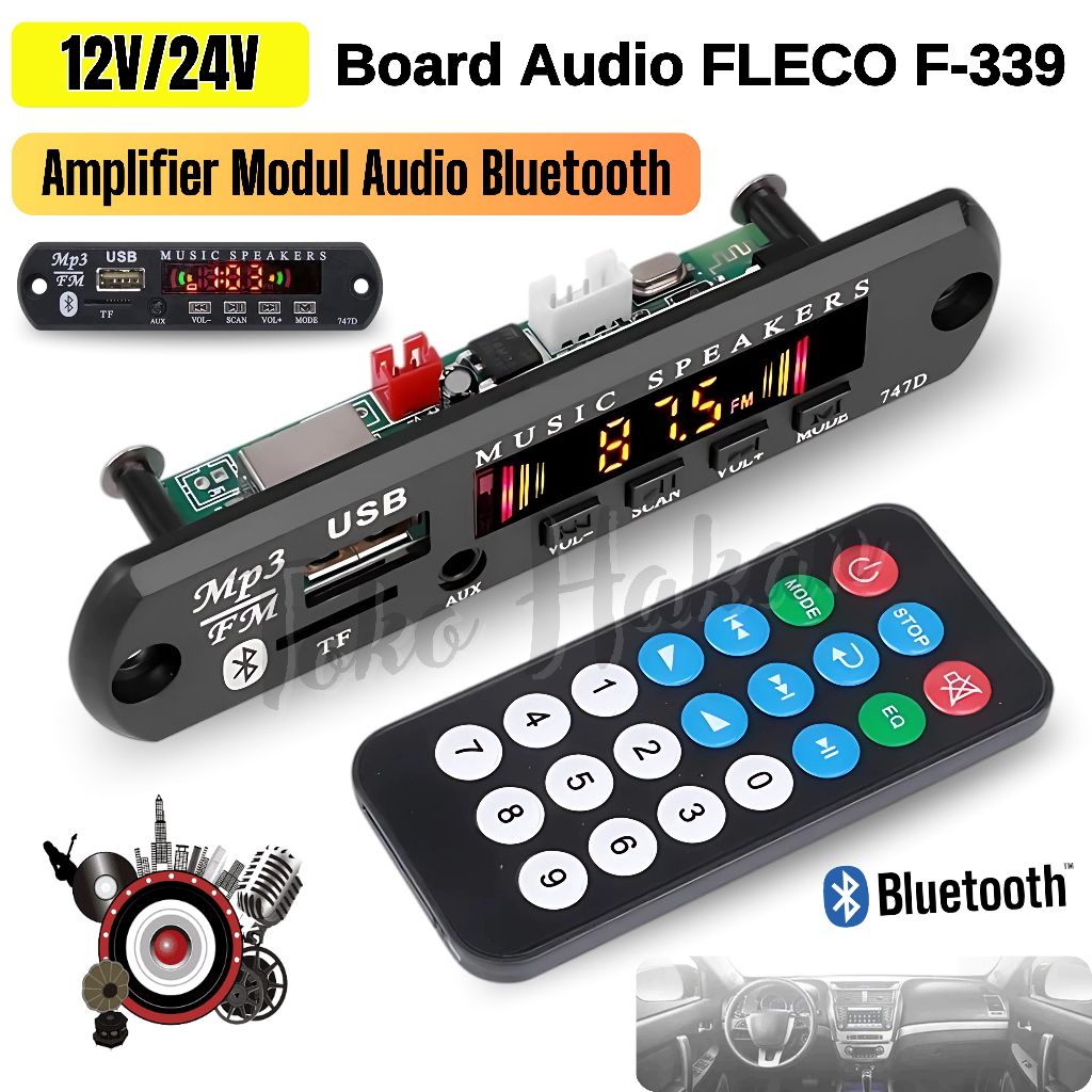 Modul Mp3 Kit Bluetooth Fleco F-339 Audio Board BISA BLUETOOTH + AUX + SD/MMC CARD + MP3 PLAYER + US