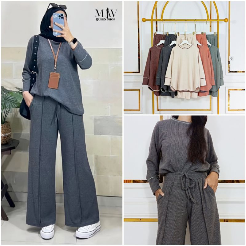ONE SET MAYA KNIT PREMIUM - Mav Queen Shop/setelan wanita/setelan celana kulot wanita/setelan wanita