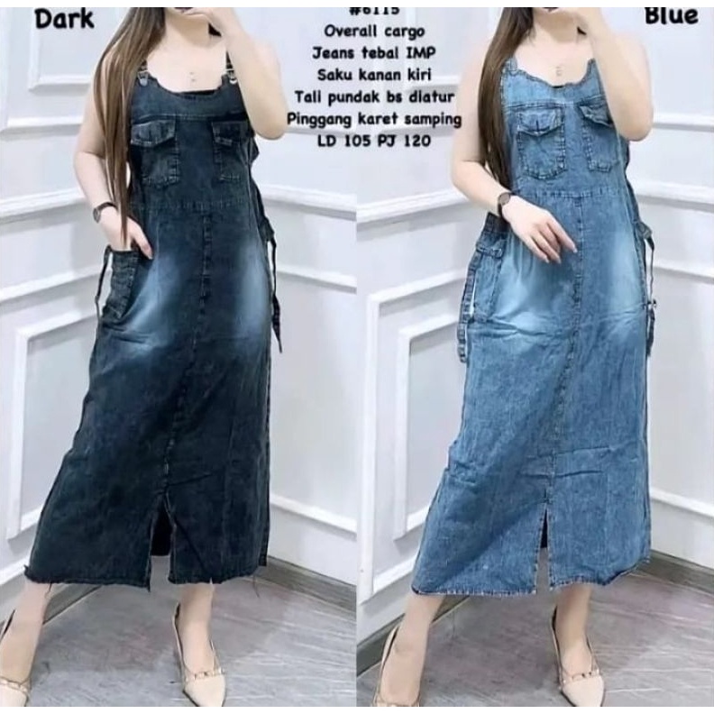 KODE C17P Hijabkiara  MEITA OVERAL JEANS  Overall Kargo Bahan Jeans Premium  Overall Jumbo