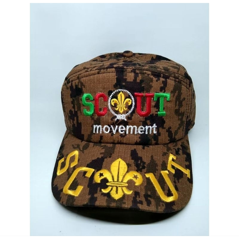 Topi loreng pramuka bahan ripstok | topi pramuka bordir digital