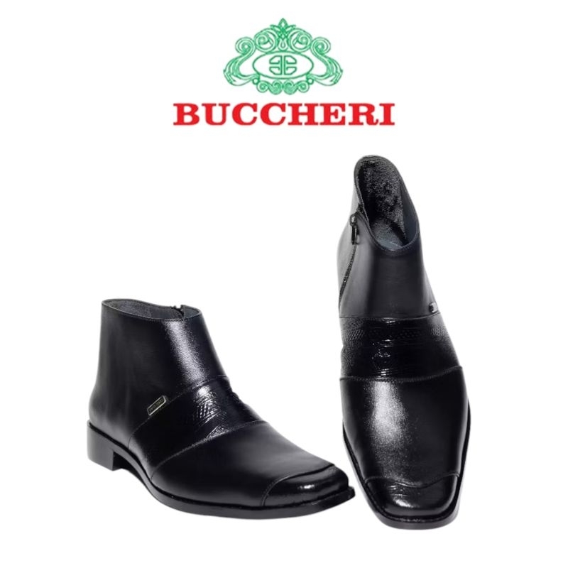 BUCCHERI Sepatu Boot Formal Pria Full Kulit-b8925-black
