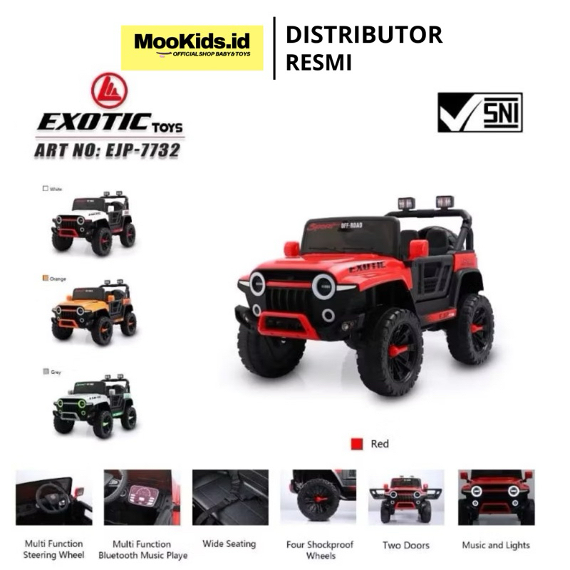 Mainan Mobil Aki anak Besar Jeep Exotic EJP 7732 Ban Karet Remote control