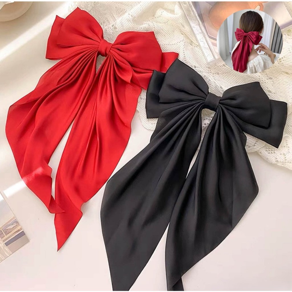 Jepit Rambut Pita Besar Korea Style / Jepit Rambut Pita Jumbo Satin / Jepit Rambut Pita Besar Korea 