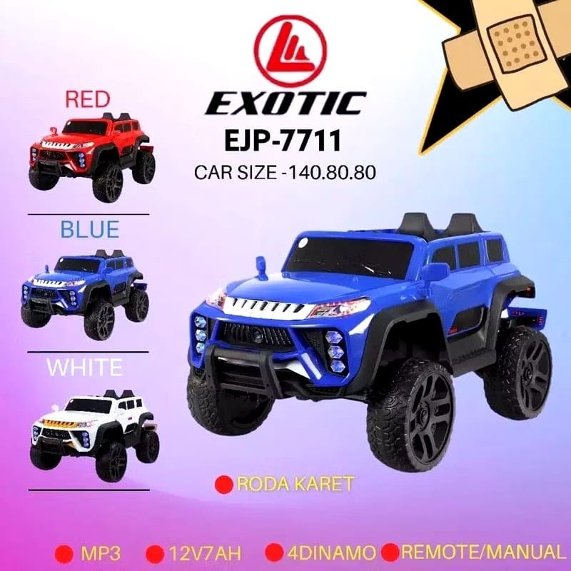 PROMO Mobil aki anak EJP-7711 EJP7711 7711 Pajero sport (Ban full karet)