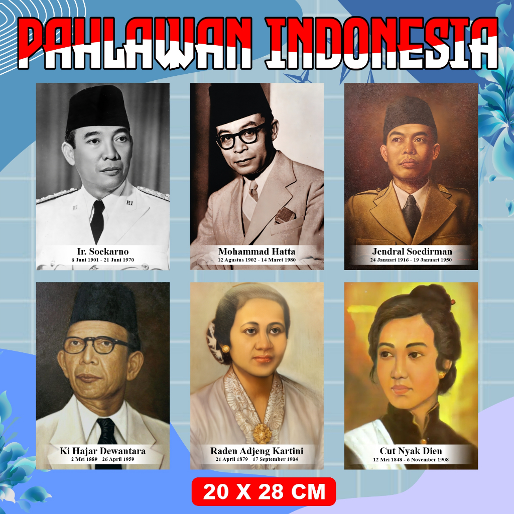 WALLDEKOR 20x28 CM -  Pahlawan Nasional Republik Indonesia - PAHLAWAN INDONESIA POSTER PAHLAWAN