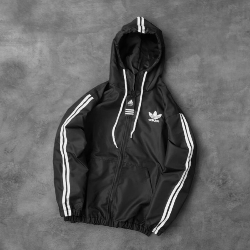 Jacket Parasut Logo Trefoil Casual Premium