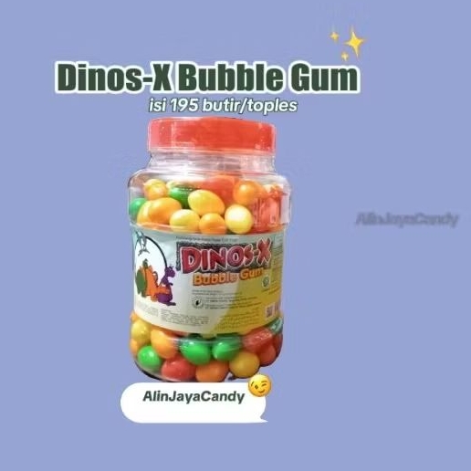 

Dinos X Bubble Gum isi -+ 195 butir/toples Permen Karet Dinos X