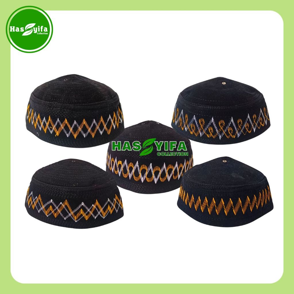 Peci / Kopiyah / Songkok / Hitam Bulat Bordir Peci01