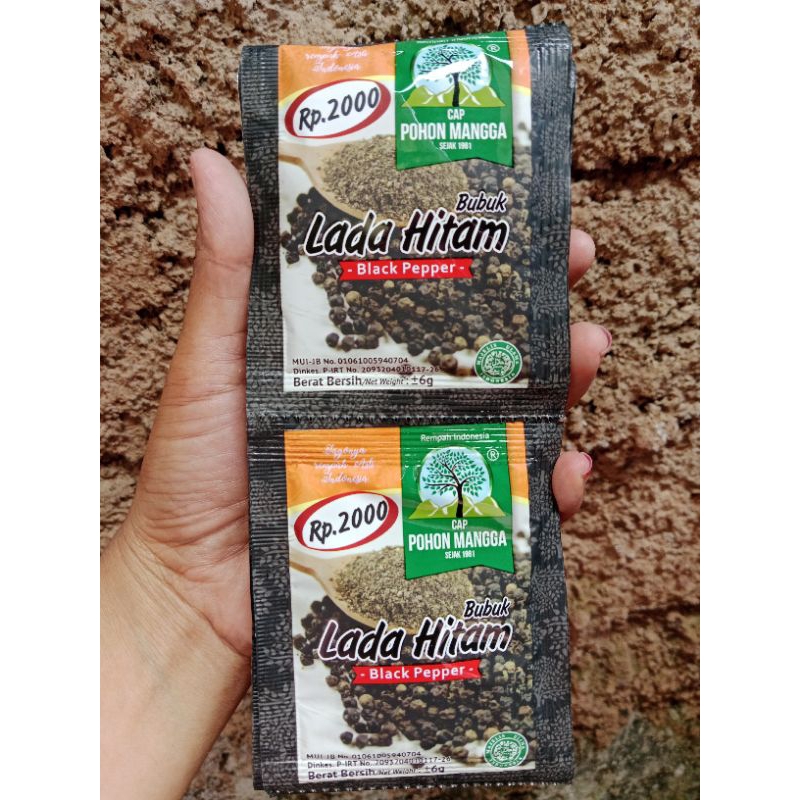 

Bubuk Lada Hitam Cap Pohon Mangga 1 Renceng isi 12 sachet