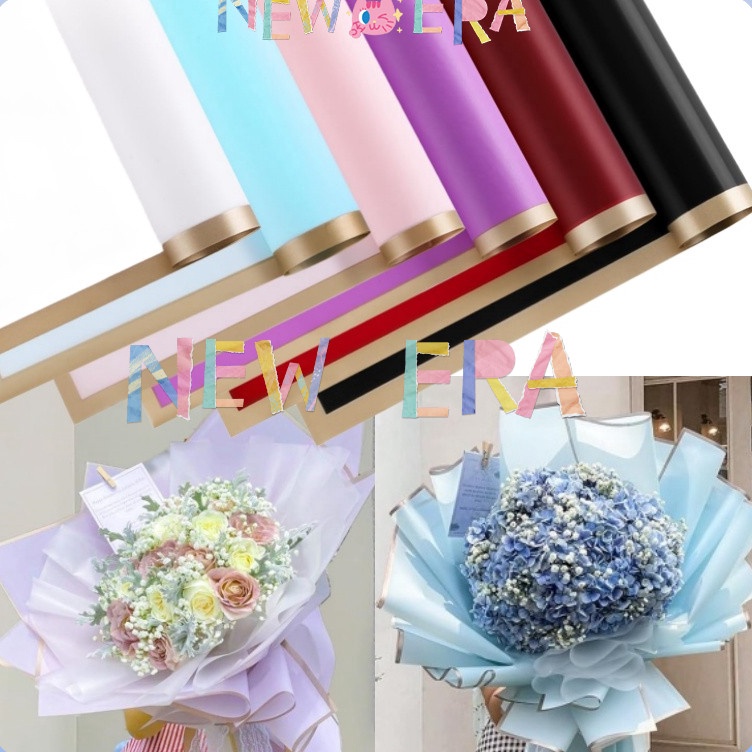 

Top Rangking NewEra 2 Lembar Flower Wrapping Gold Line Color Cellophane Kertas Buket Bunga Cellophane Florist Kertas Pembungkus Bunga