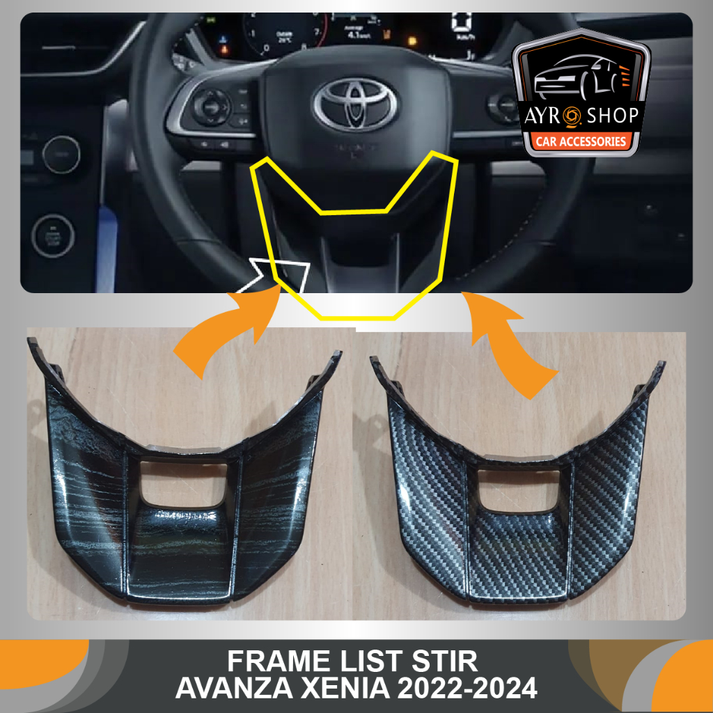 Frame List Stir Setir Avanza Xenia 2022-2024 Carbon Wood Chrome Black Chrome
