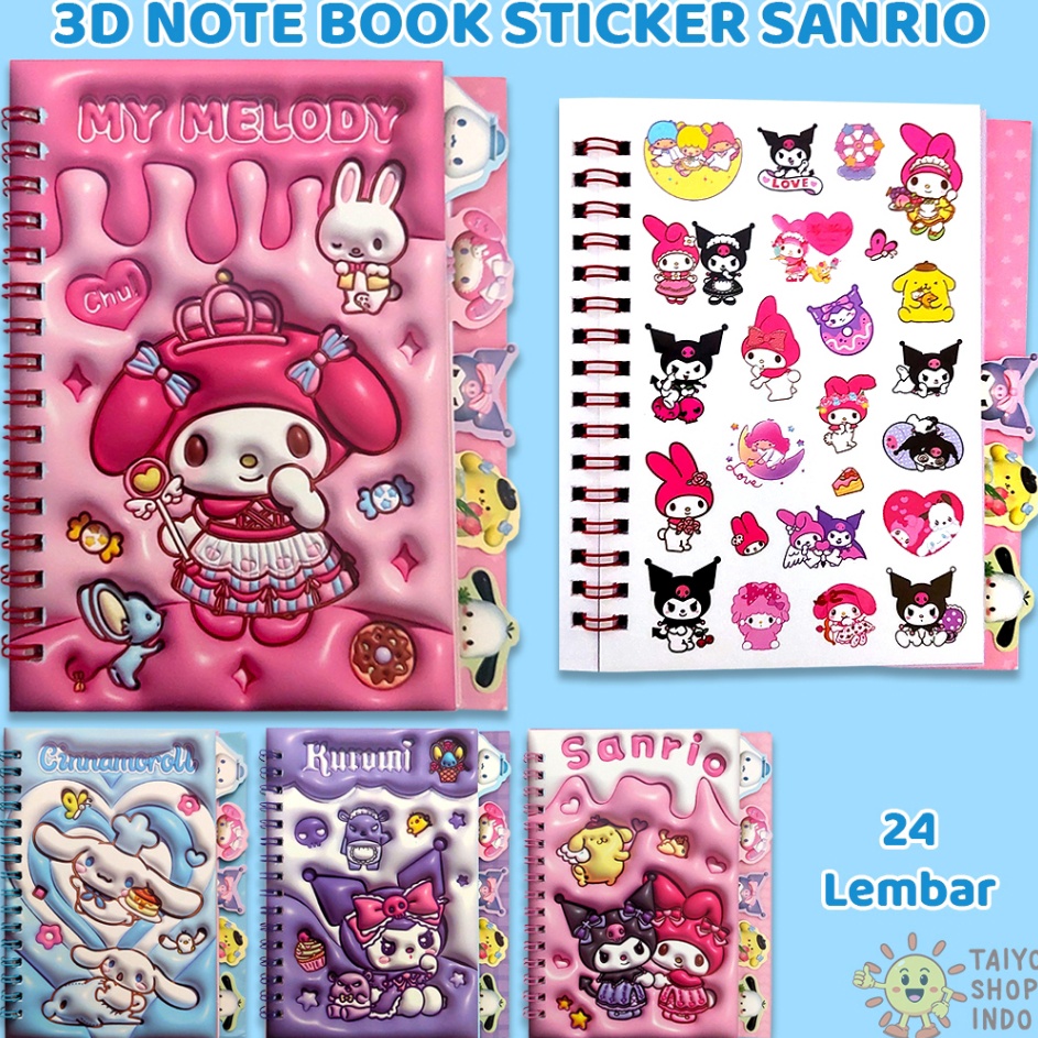 

Serba Irit TAIYO 3D Note Book Sticker Sanrio Buku Catatan Stiker Tempel Karakter Kartun Anak
