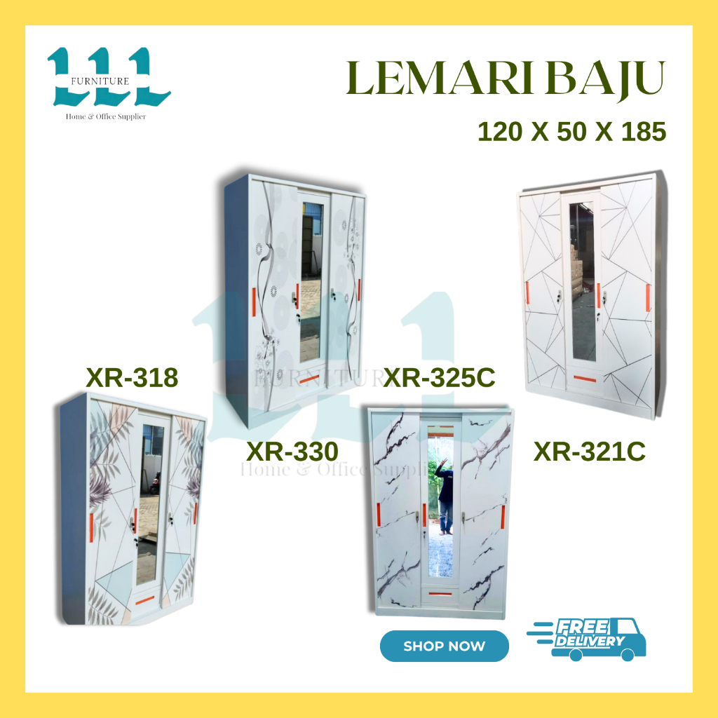 Lemari Baju 3 Pintu Sliding | Lemari Baju Besi Sliding - Lemari Baju Sliding Kaca