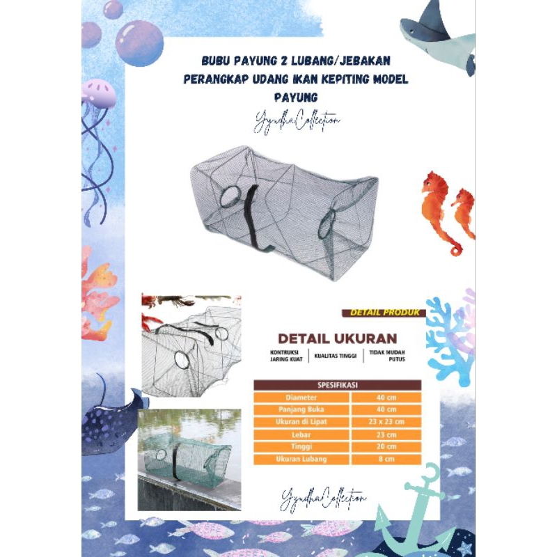 Bubu Payung 2 Lubang Jebakan Perangkap Udang ikan Kepiting