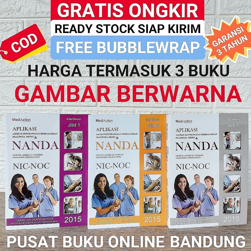 KODE F25Y PAKET 3 BUKU APLIKASI NANDA NIC NOC 215 GAMBAR BERWARNA SDKI SIKI SLKI NIC NOC DIAGNOSIS K