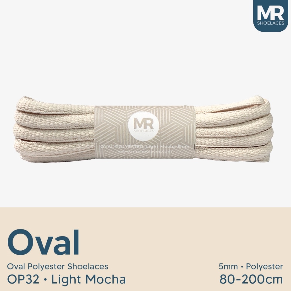 KODE I14L MR Shoelaces OP32 Light Mocha Moka Muda Tali Sepatu Polyester Oval 5mm  Panjang Tali 8cm 9