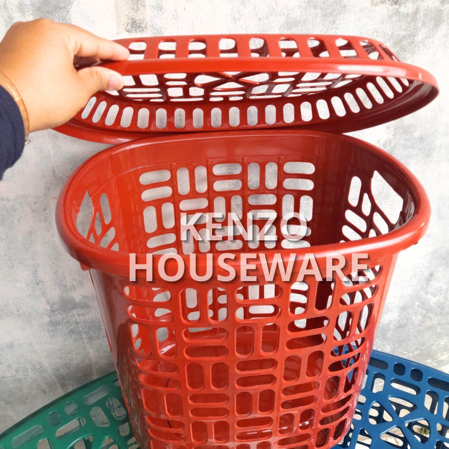 Keranjang Baju Pakaian Keranjang SUMMER Laundry Basket Tutup Bulat Plastik Alot