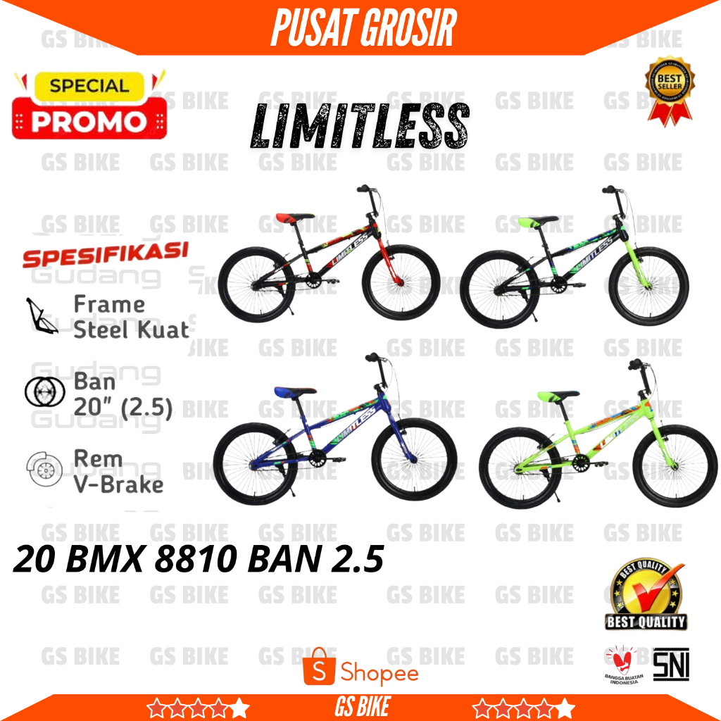 TERLARISSS SEPEDA ANAK LAKI LAKI BMX LIMITLESS 20 INCH 8810 2.5 20 INCH
