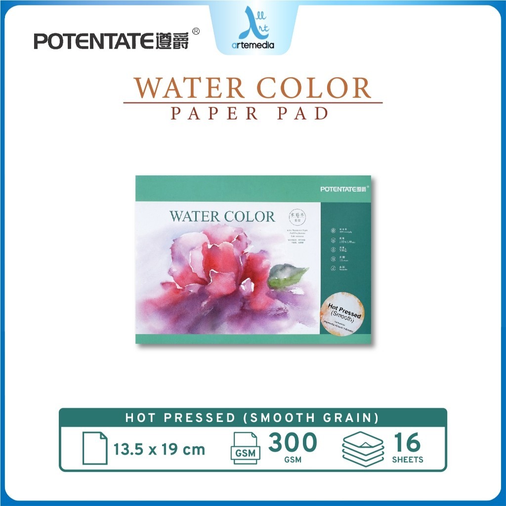 

Gramedia Surabaya - Potentate Watercolor Paper Pad Block 13,5x19cm Kertas Cat Air HOT PRESSED