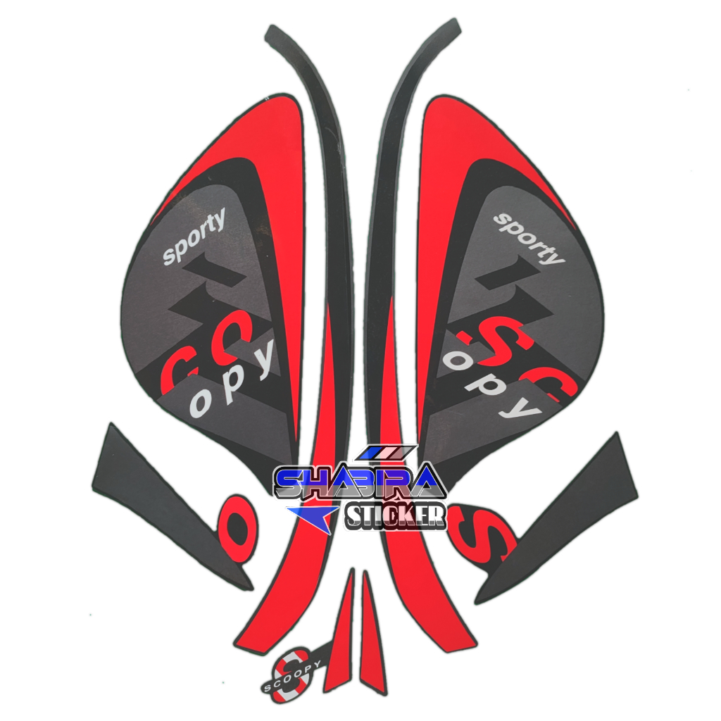 STIKER STRIPING LIS LES POLET BODY MOTOR HONDA SCOOPY SPORTY 2021 HITAM FULLSET