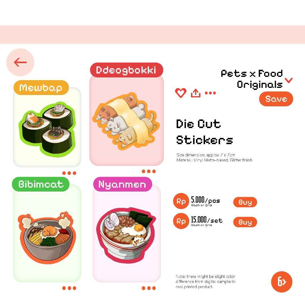 

Stickers Pets x Food Originals