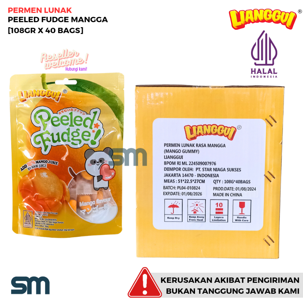 

LIANGGUI PERMEN LUNAK PEELED FUDGE 108 GRAM [1 DUS, ISI 40 BAGS]