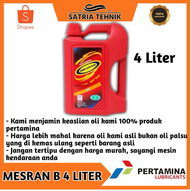 OLI MESRAN B SAE40 4 LITER ORIGINAL PERTAMINA