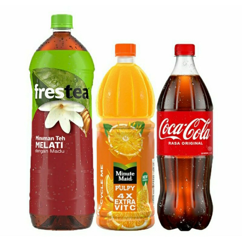 

Promo PaketPaket Coca Cola Original Minuman Soda Rasa Kola Botol 1 L , Minute Maid Pulpy Minuman Jus Buah Rasa Jeruk Botol 1 L, Frestea Minuman Teh Rasa Melati Botol 1.5 L