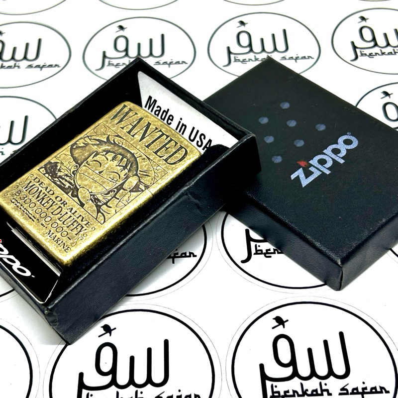 Korek Zippo Antique One Piece Gold Brass Engraved Front Back Original