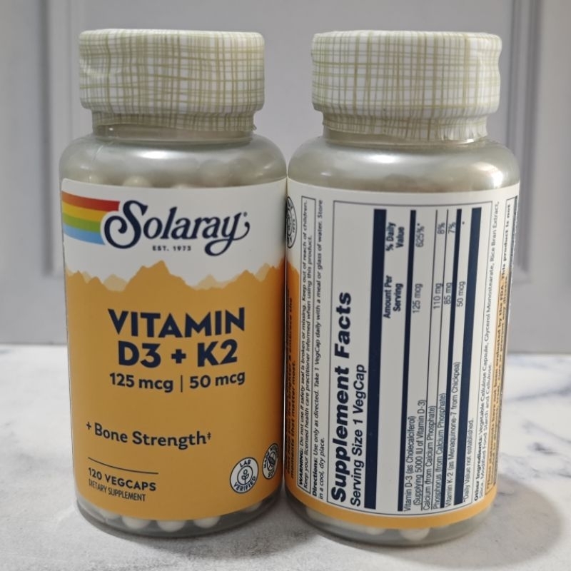 Solaray Vitamin D3 K2 5000IU, 120 Vegcaps