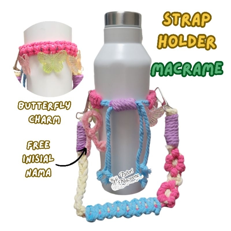 TERLARIS | Butterfly Strap Tumbler Macrame | Strap Tumbler | Tumbler Holder | Strap Corkcicle