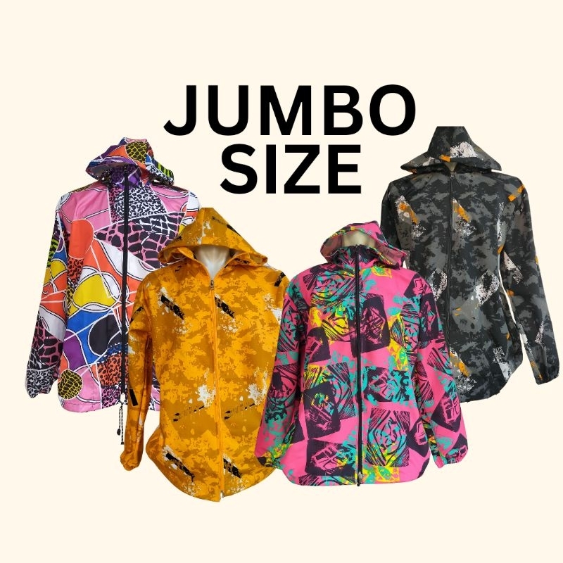 UKURAN JUMBO JAKET OLAHRAGA PARASUT MOTIF PRINTING JUMBO