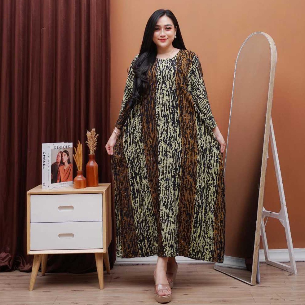 KODE C38E Afika Daster gamis jumbo LONGDRESS CABUTAN PARIS BUSUI LD 13 DASTER BATIK LENGAN PANJANG B