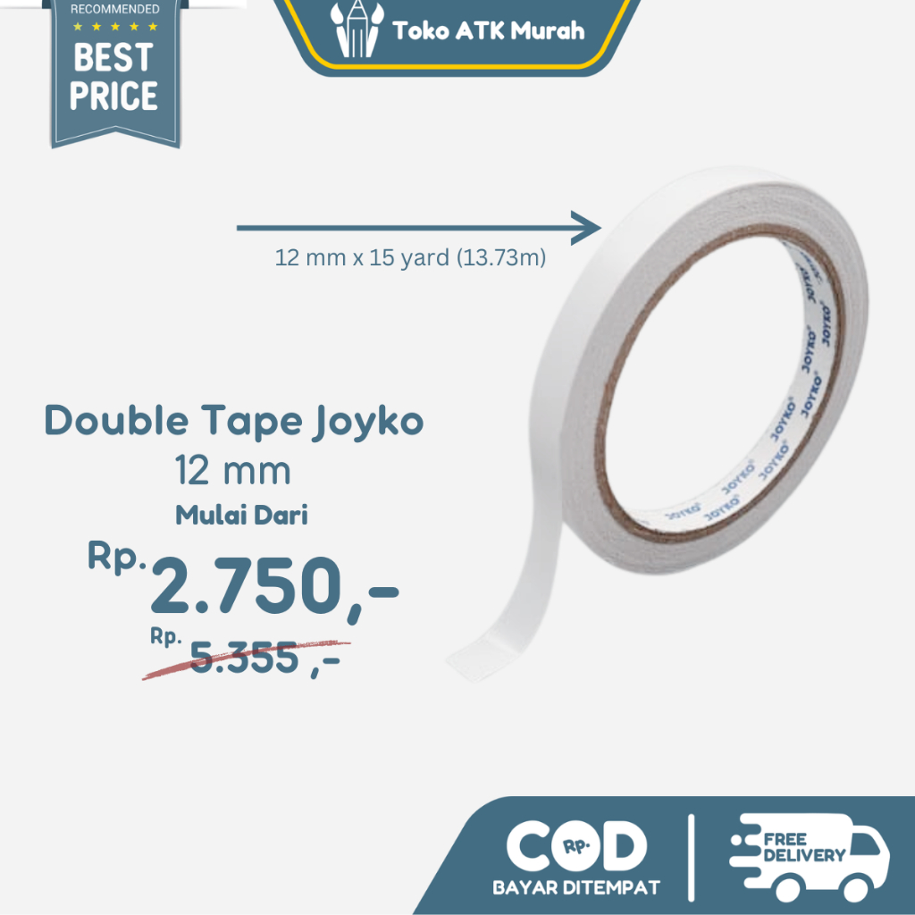 

Double Tape 1/2" / 12mm Joyko Core Blue - Selotape 2 Sisi Bolak Balik