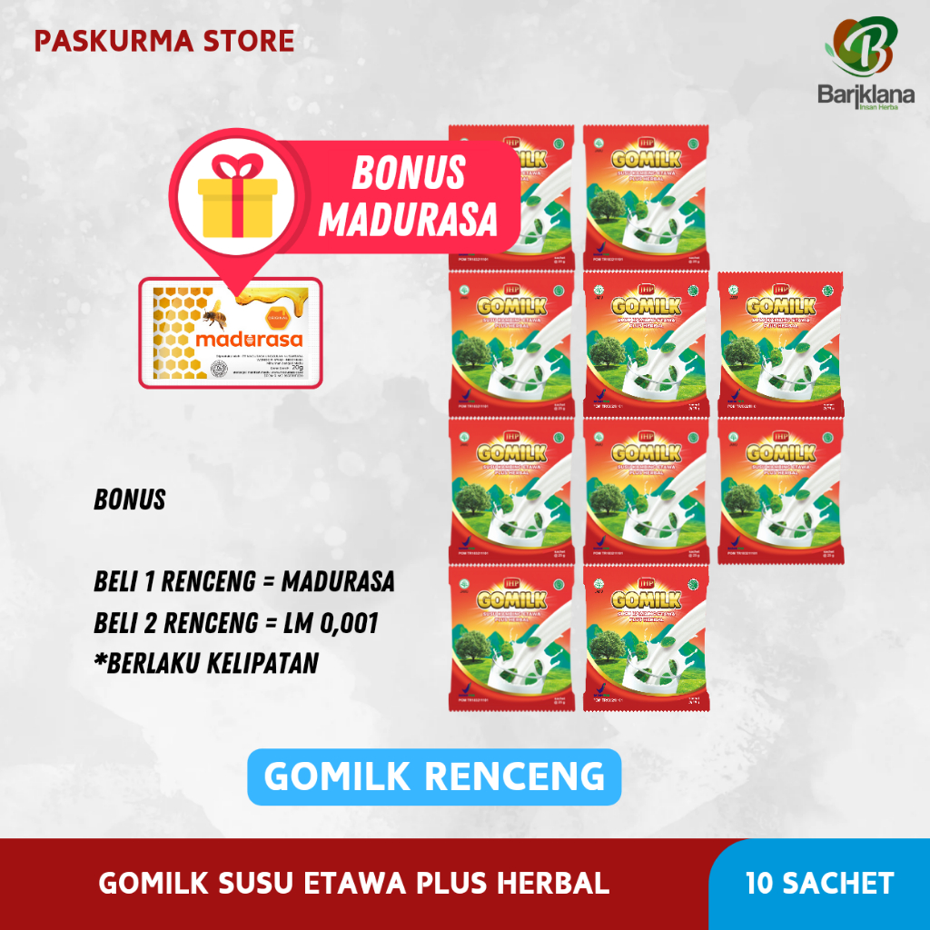 

[ BONUS HADIAH + GARANSI 100% ORI ] GOMILK RENCENG / 10 SACHET – SUSU KAMBING ETAWA PLUS HERBAL