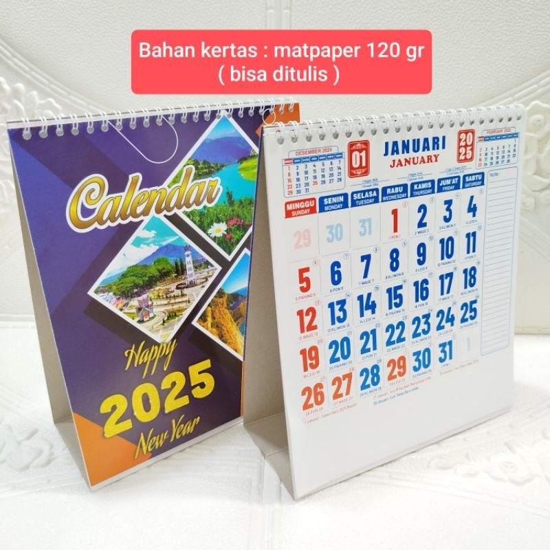 

Kalender Meja Bisa ditulis ukuran 19 cm x 22 cm tahun 2025