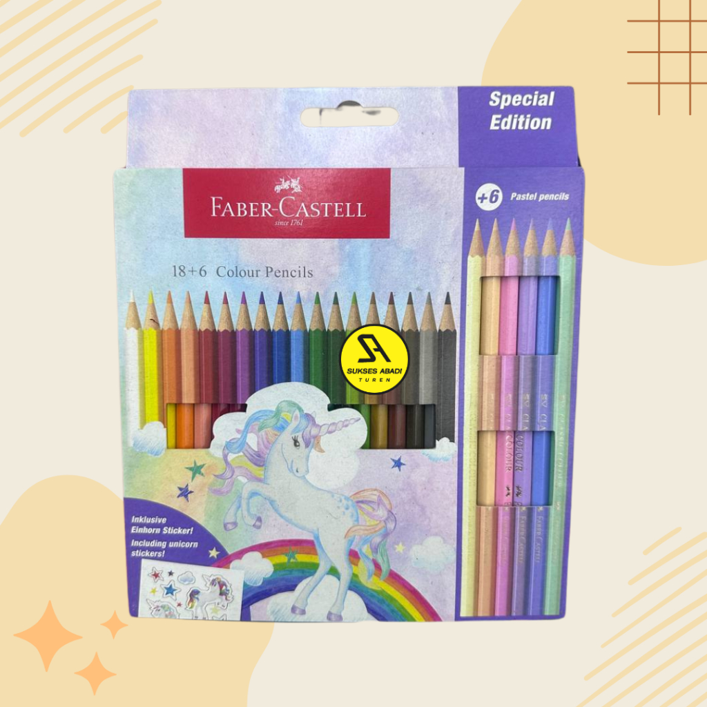 

Pensil warna murah malang Pensil Warna FABER CASTELL 24 Warna Unicorn Pastel Pencils