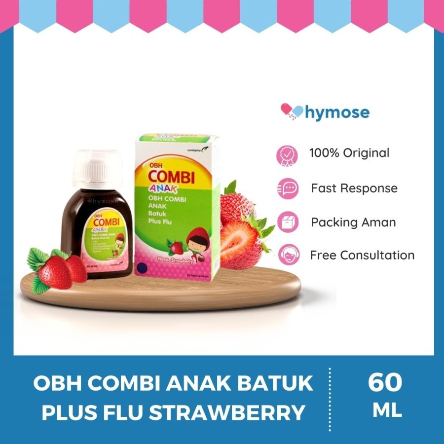 OBH COMBI ANAK BATUK PLUS FLU STRAWBERRY 60 ML - Obat Batuk dan Flu