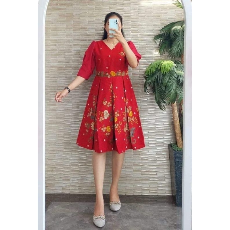 DRESS BATIK BAWAH REMPEL BAJU BATIK DRESS NATAL