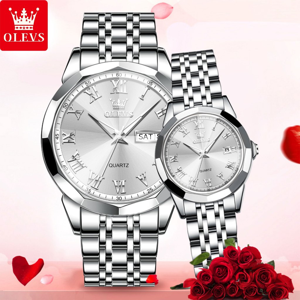 OLEVS Jam Tangan Couple Pasangan Anti Air Original Analog Terbaru Elegan Fashion Couple Watches Cod