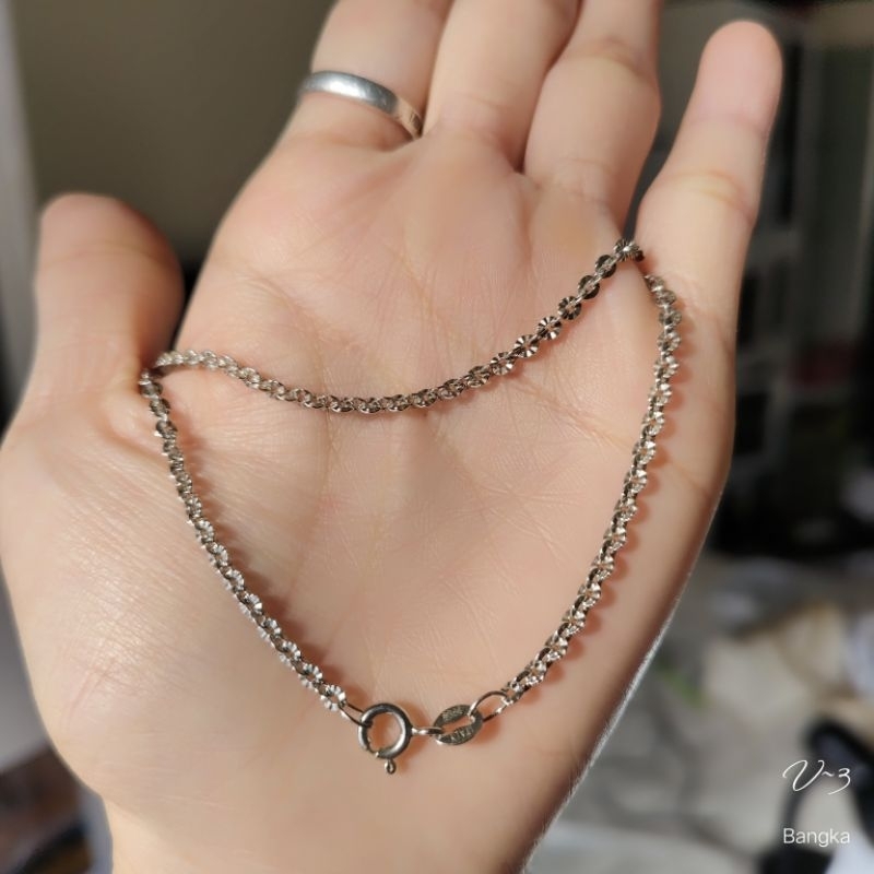 SECOND Kalung Rantai Nori Ukir Dewasa -+45 Cm Perak Krum 925 SECOND