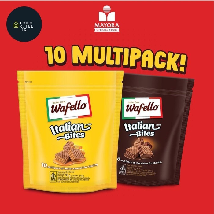 

Wafello Italian Bites 100 gr - Coklat - Caramel - Wafer Renyah - Snack Anak - Biskuit Kekinian