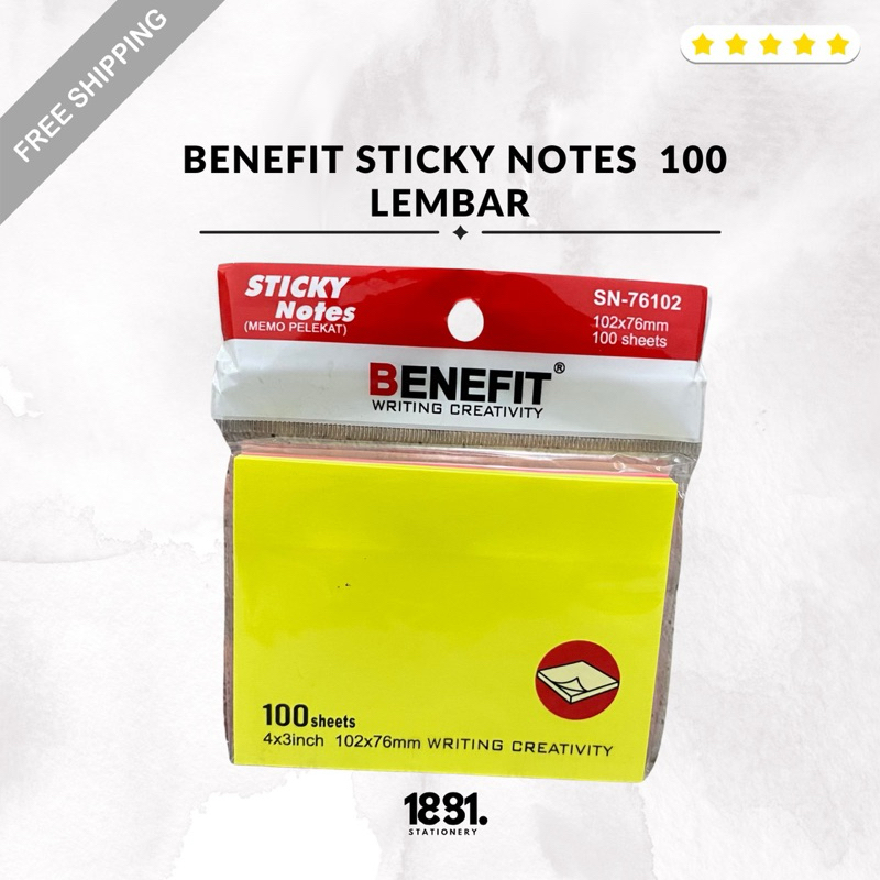 

Benefit Sticky Notes 1 Pack 100 Lembar Besar ( Memo Pelekat )
