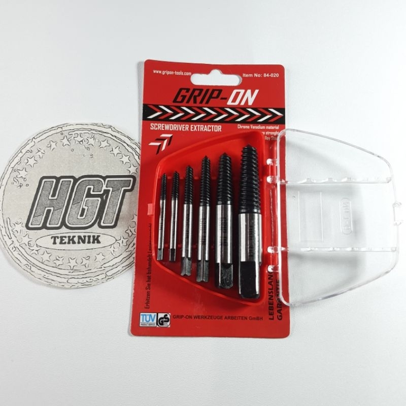 Grip On 6 Pcs Hand Tap Balik Pembuka Baut Rusak - Screw Extractor Set