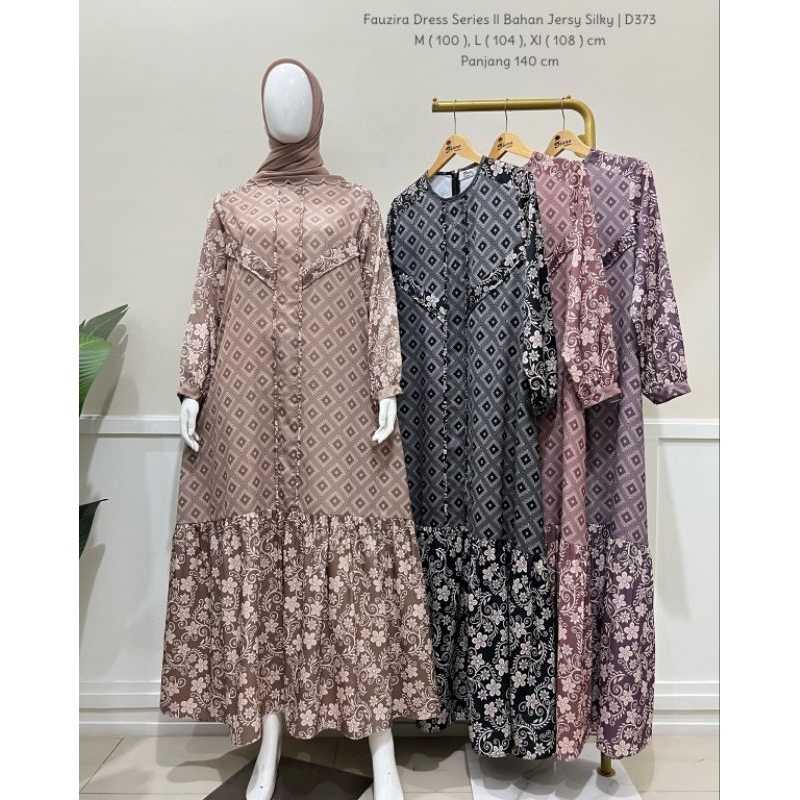 Dress Fauzira Bahan Jersey Sillky Import / Gamis Jersey Sillky Premium / Dress Wanita Best Seller