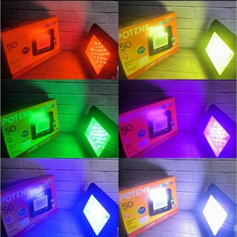 POTENS URBAN LAMPU LED SOROT / TEMBAK 50W RGB WARNA WARNI + REMOTE SNI