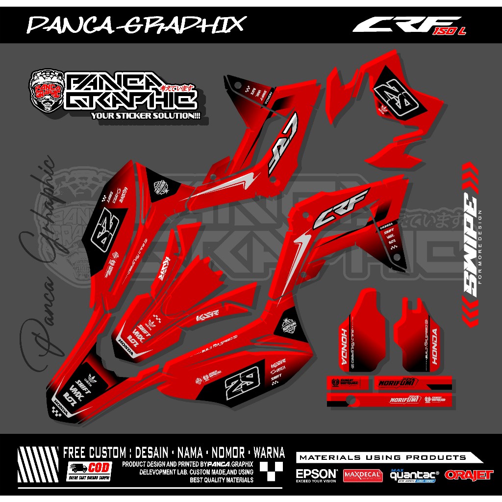 DECAL CRF 150 / STIKER CRF /DECAL CRF / HOLOGRAM / FULL BODY BISA CUSTOM NAMA NOMOR SPONSOR