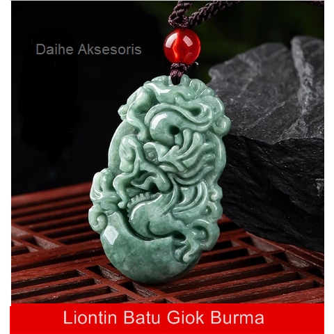 Liontin Batu Giok Burma Ukir Naga / Kalung Giok / Liontin Giok / Liontin Pria / Liontin Wanita